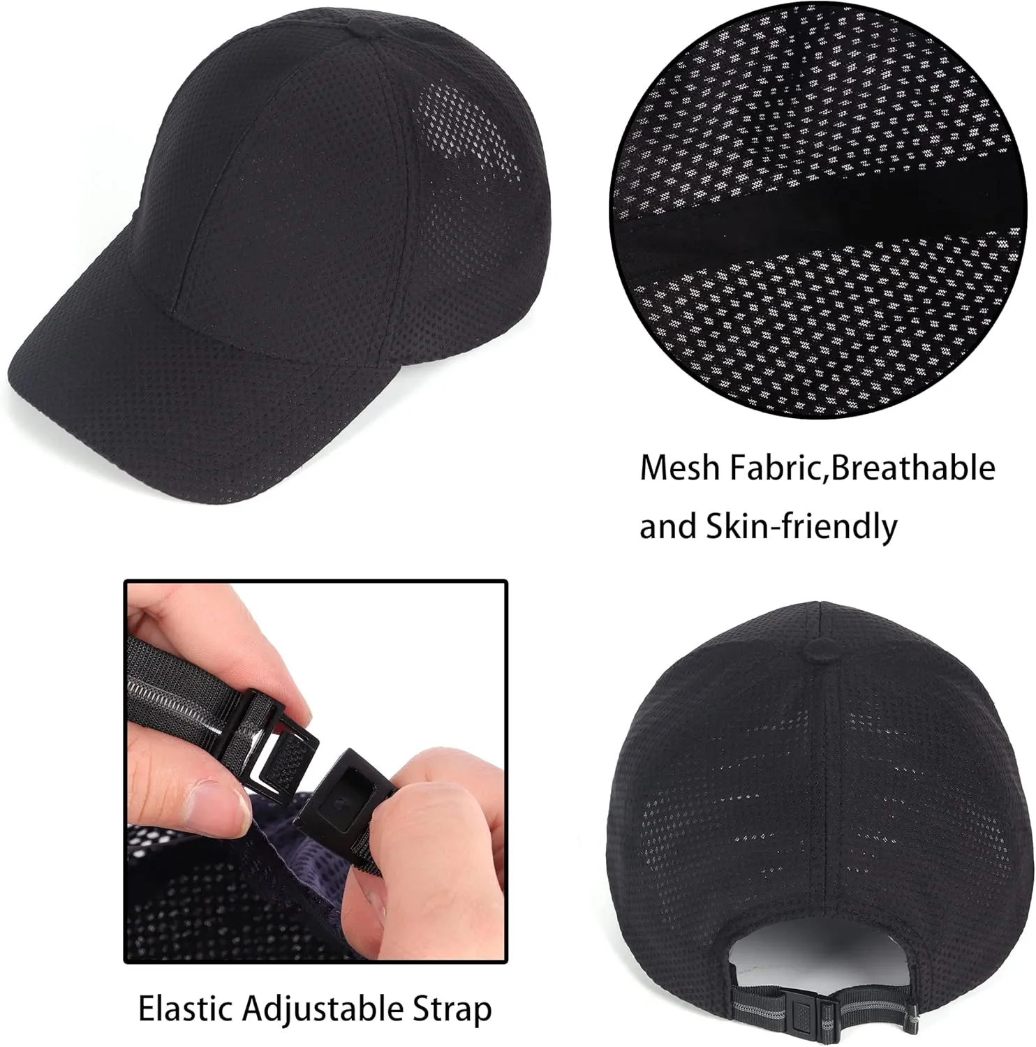 Zylioo Extra Large Mesh Baseball Cap,Big Stretch Fit Sports Caps,Structured Running Hat for Big Heads 21.5"-24.5"